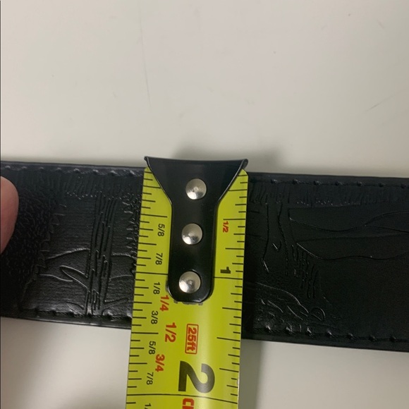 NWOT Black Lightly Tooled w Western Design Composite Leather Belt - Picture 6 of 9
